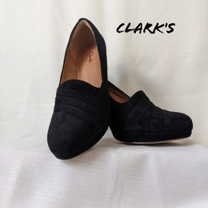 CLARK'S Black Suede Heel Pumps 7.5